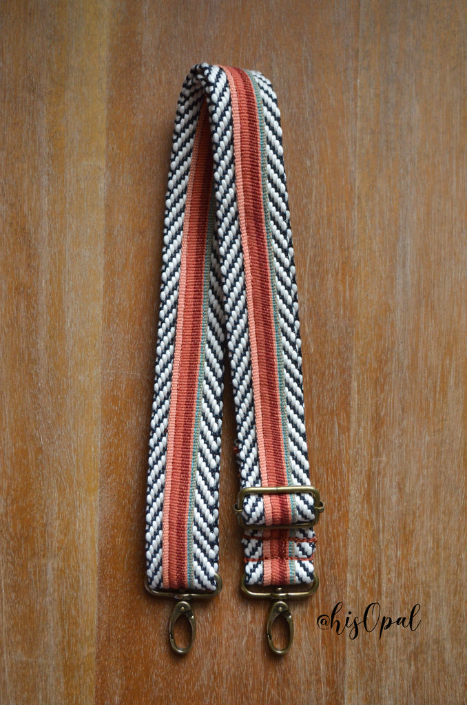 Hand Made Purse Strap, "Esperanza" Chevron Back, Adjustable Strap, 27 to 47 inches