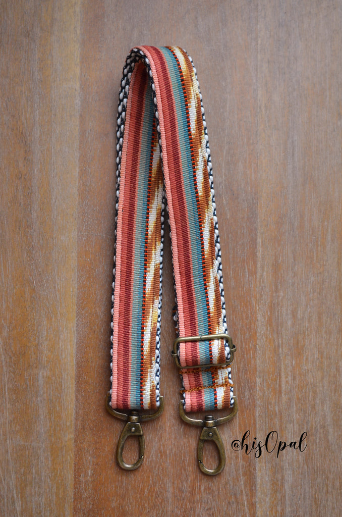 Hand Made Purse Strap, "Esperanza" Chevron Back, Adjustable Strap, 27.5 to 45.5 inches