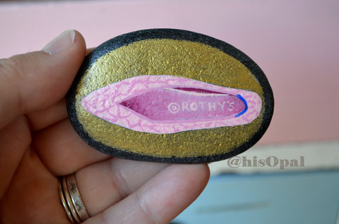 Hand Painted Rock, Brand Name Shoes, Rose Quartz, Points, Keepsake Stone, Painted Shoes