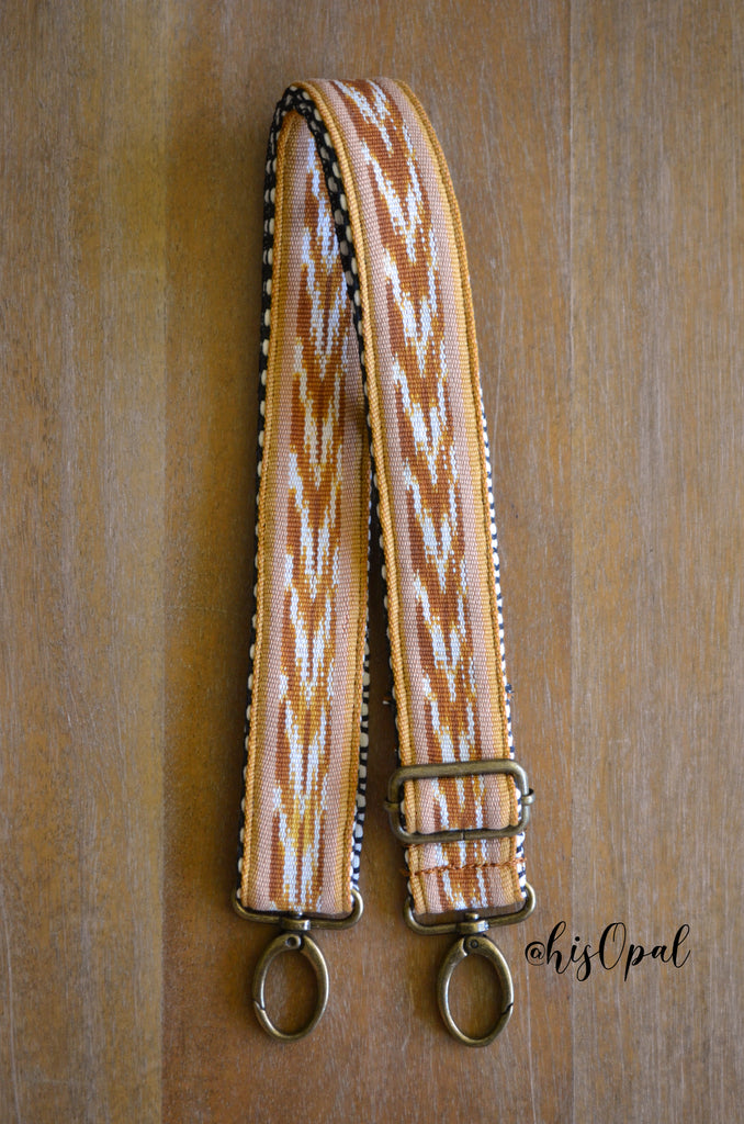 Hand Made Purse Strap, "Esperanza" Chevron Back, Adjustable Strap, 27.5 to 47.5 inches