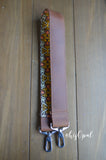 Hand Made Purse Strap, Boho Print, Full Grain Leather, Over the Shoulder Strap, 27.5 inches