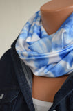 Infinity Scarf Short Blue Skies with White Clouds Lightweight Layering Fashion Accessories Women's Ascot Neck Warmer - hisOpal Swimwear - 2