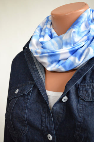 Infinity Scarf Short Blue Skies with White Clouds Women's Ascot Neck Warmer