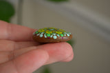 Cute Fridge Magnet, Hand Painted Rock, Green Mandala Magnet, Refrigerator Magnet