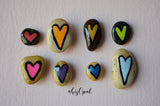 Fridge Magnet Set, Assorted Rainbow Colors Painted Rock Hearts, Mini Hearts Magnet Set, Refrigerator Magnets, rainbow assortment