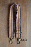 Hand Made Purse Strap, "Minty Fresh Browns" Chevron Back, Adjustable Strap, approx. 26.5 to 45 inches
