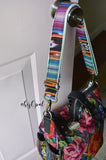 Hand Made Purse Strap, "Bird of Paradise" Striped Rainbow Back, Adjustable Strap, approx. 26.5 to 45 inches
