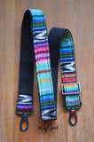 Hand Made Purse Strap, "Baja" Black Back, Rainbow Hardware, Adjustable Strap, approx. 26.5 to 45 inches