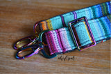 Hand Made Purse Strap, "Baja" Black Back, Rainbow Hardware, Adjustable Strap, approx. 26.5 to 45 inches
