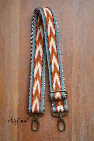 Hand Made Purse Strap, "Esperanza" Chevron Back, Adjustable Strap, 26.5 to 45 inches