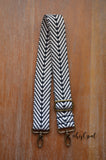 Hand Made Purse Strap, Black and White Chevron, Adjustable Cross Body Strap, approx. 26.5 to 44 inches