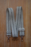 Hand Made Purse Strap, Black and White Chevron, Adjustable Cross Body Strap, approx. 26.5 to 44 inches