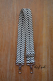 Hand Made Purse Strap, Black and White Chevron, Adjustable Cross Body Strap, approx. 26.5 to 44 inches