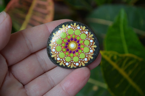 Cute Fridge Magnet, Painted Rock Magnet, Mini Mandala Magnet, Refrigerator Magnet