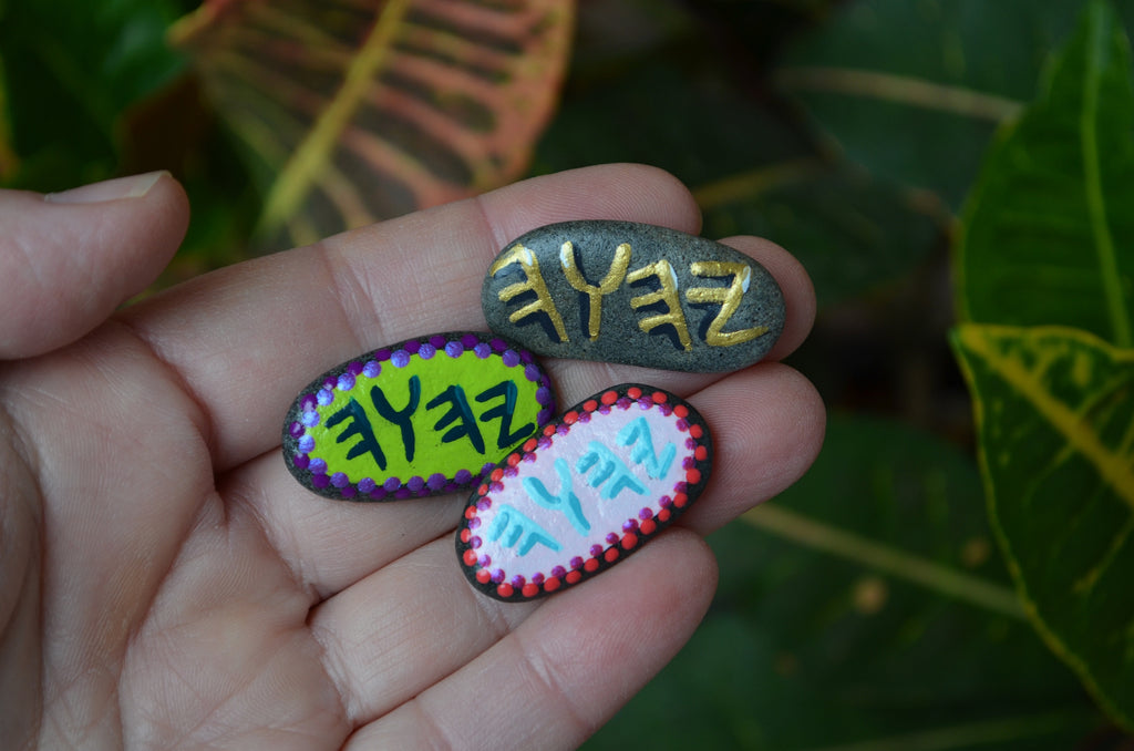 Hand Painted Fridge Magnet, Painted Rock Magnet, set of three mini magnets