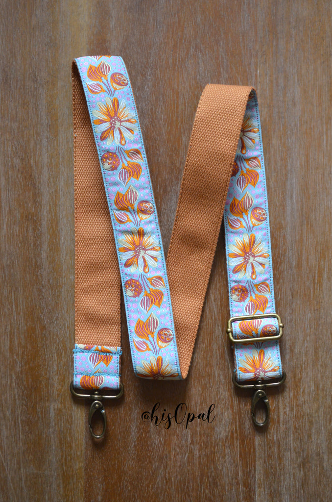 Hand Made Adjustable Purse Strap, Dandelion Sprout, Camel Back, 26.5 to 45.5 inches