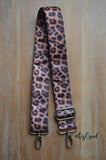 Hand Made Purse Strap, "Dark Leopard" Black Back, Adjustable Strap 26.5 to 46 inches