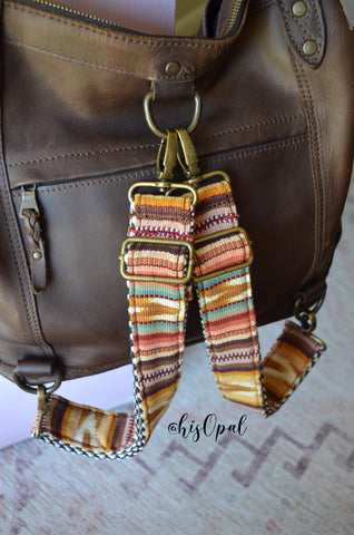 Hand Made Backpack Straps, "Esperanza" choice of Brown Back or Chevron, purse strap