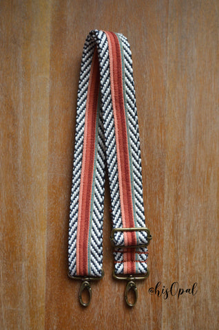 Hand Made Purse Strap, "Esperanza" Chevron Back, Adjustable Strap, 27 to 47 inches