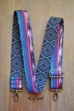 Hand Made Purse Strap, "Fauxvana©" Grey Diamond Back, Adjustable Strap, approx. 26.5 to 45.5 inches