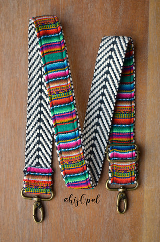 Hand Made Purse Strap, "Fiesta" Chevron Back, Adjustable Strap, 24 to 41 inches