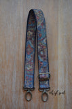 Hand Made Adjustable Purse Strap, Grey Jacquard, Black Back, 29 to 49.5 inches