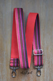 Hand Made Purse Strap, authentic "Javana" Red Back, Adjustable Strap, approx. 28 to 47 inches