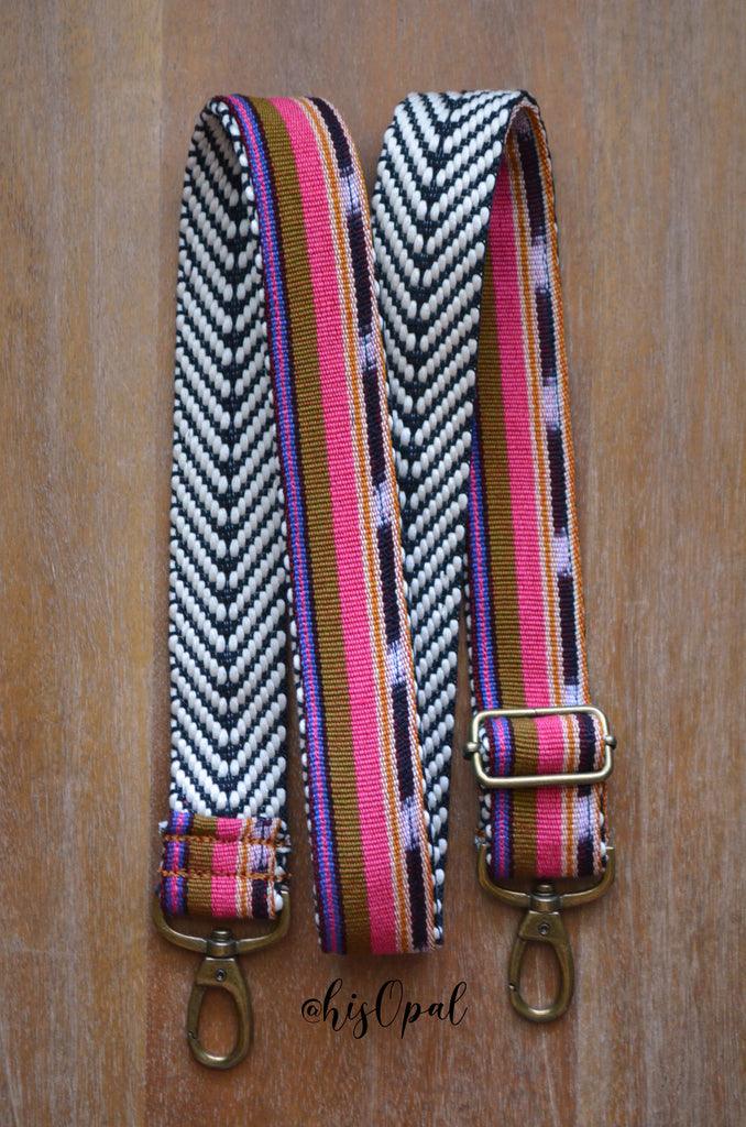 Hand Made Purse Strap, authentic "Javana" Chevron Back, Adjustable Strap, approx. 28.5 to 48.5 inches