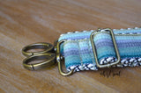 Hand Made Purse Strap, "Minty Fresh Greens" Chevron Back, Adjustable Strap, approx. 26.5 to 45 inches