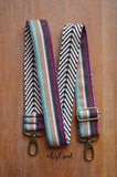 Hand Made Purse Strap, "Minty Fresh Mint and Plum" Chevron Back, Adjustable Strap, approx. 26 to 44.5 inches