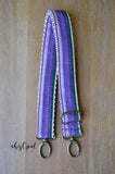Hand Made Purse Strap, "Minty Fresh Purples" Chevron Back, Adjustable Strap, approx. 26.5 to 45.5 inches