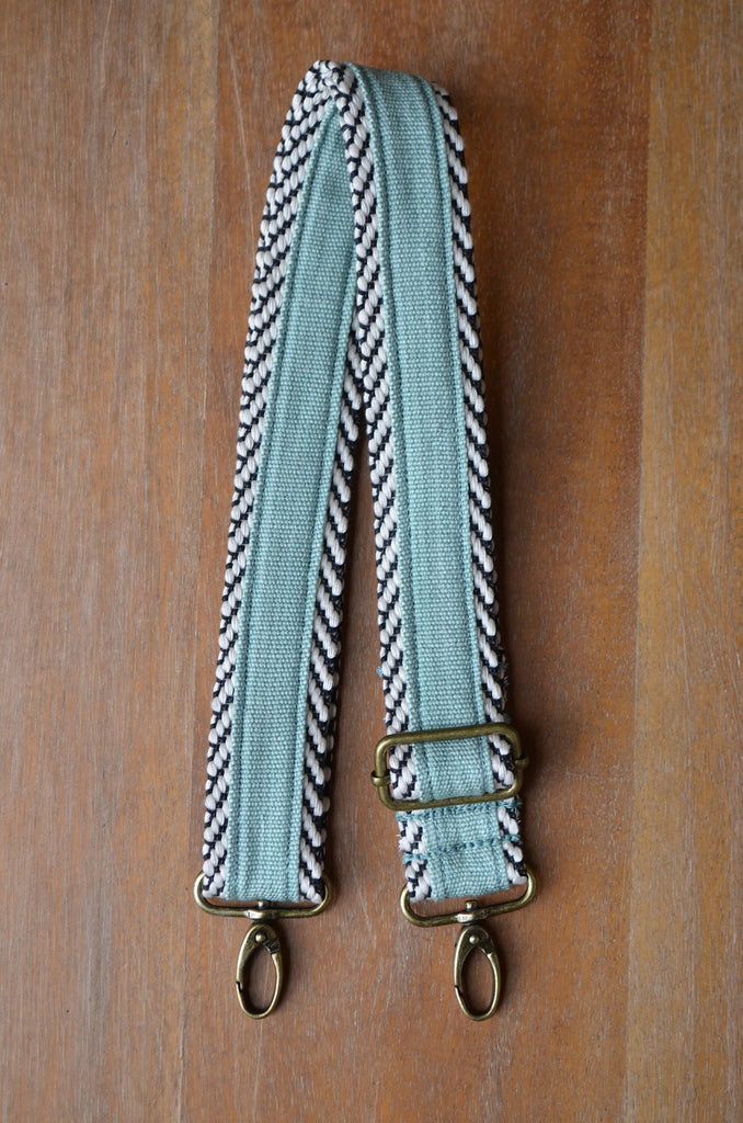 Hand Made Purse Strap, "Minty Fresh Thin Mint" Chevron Back, Adjustable Strap, approx. 25 to 43 inches