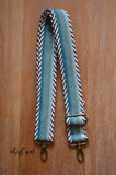 Hand Made Purse Strap, "Minty Fresh Thin Mint and Greens" Chevron Back, Adjustable Strap, approx. 26 to 44.5 inches