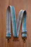 Hand Made Purse Strap, "Minty Fresh Thin Mint and Greens" Chevron Back, Adjustable Strap, approx. 26 to 44.5 inches