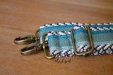 Hand Made Purse Strap, "Minty Fresh Thin Mint and Greens" Chevron Back, Adjustable Strap, approx. 26 to 44.5 inches