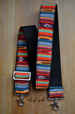 Hand Made Purse Strap, 2 inch wide, "Paradise" Black Back, Adjustable Strap, 27 to 46.5 inches