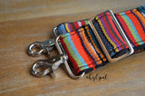 Hand Made Purse Strap, 2 inch wide, "Paradise" Black Back, Adjustable Strap, 27 to 46.5 inches