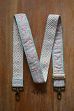 Hand Made Purse Strap, Pastel Teal on Tan Chevron Back, Adjustable Cross Body Strap, 26.5 to 46 inches