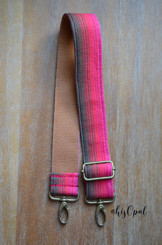 Hand Made Purse Strap, "Rocky Barnes Javana" Russet Back, Adjustable SHORTY Strap approx. 16 to 25.5 inches