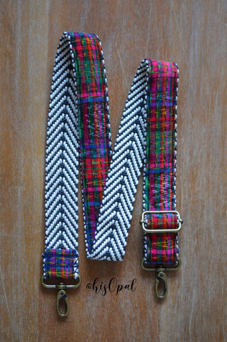 Hand Made Purse Strap, "Rainbow Corte" Chevron Back, Adjustable Strap, 26.5 to 45 inches