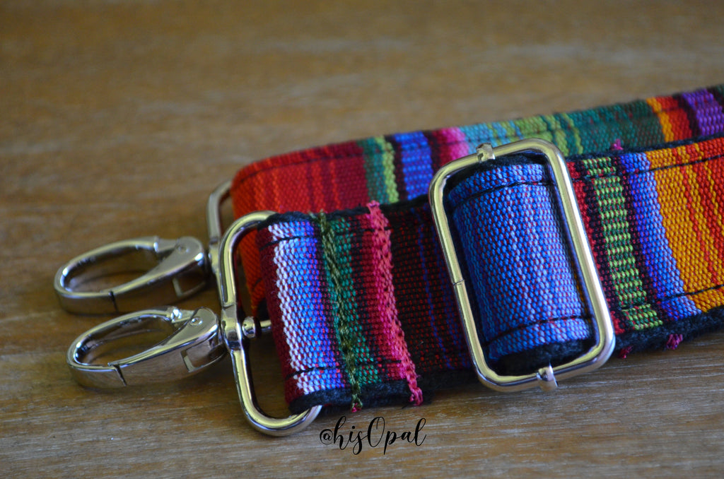 Hand Made Purse Strap, "Rainbow Stripes" Adjustable Strap, approx. 27 to 46 inches, your choice of backing and hardware