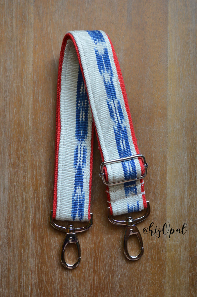 Hand Made Purse Strap, Nena "Rio" Red Back, SHORTY ADJUSTABLE, approx 20 in to 32 in