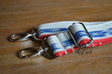 Hand Made Purse Strap, Nena "Rio" Red Back, SHORTY ADJUSTABLE, approx 20 in to 32 in