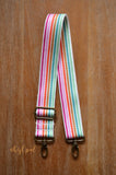 Hand Made Purse Strap, Striped Rainbow, Adjustable Strap, approx. 26 to 44 inches