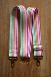 Hand Made Purse Strap, Striped Rainbow, Adjustable Strap, approx. 26 to 44 inches