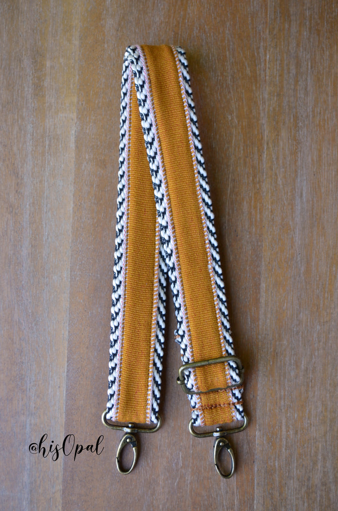 Hand Made Purse Strap, "Sedona" Black and White Chevron Back, Adjustable Strap, 26.5 to 45 inches