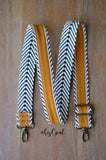 Hand Made Purse Strap, "Sedona" Black and White Chevron Back, Adjustable Strap, 26.5 to 45 inches