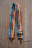 Hand Made Purse Strap, "Tropical Stripes" Green Chevron Back, Adjustable Strap 26 to 44.5 inches