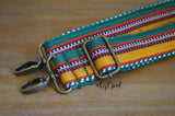 Hand Made Purse Strap, "Tropical Stripes" Green Chevron Back, Adjustable Strap 26 to 44.5 inches