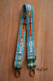 Long Hand Made Purse Strap, "Turquoise Corte" Chevron Back, Adjustable Strap, 29.5 to 51 inches